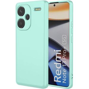 Husa pentru Xiaomi Redmi Note 13 Pro+ Liquid Silicone, subțire, captusita cu microfibra, anti amprentă, protectie cameră foto, turcoaz