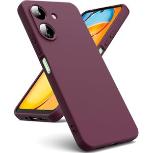 Husa pentru Xiaomi Redmi 13C 4G Liquid Silicone, subțire, captusita cu microfibra, anti amprentă, protectie cameră foto, burgundy