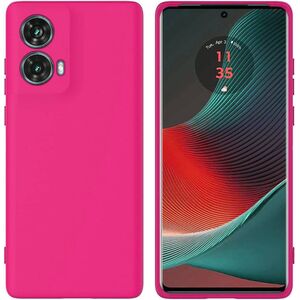 Husa pentru Motorola Moto G85 Liquid Silicone, subțire, captusita cu microfibra, anti amprentă, protectie cameră foto, fucsia