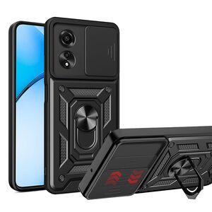 Husa pentru Oppo A60 Ring Armor Kickstand Tough Rugged Cover cu protectie camera, negru