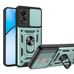 Husa pentru Oppo A60 Ring Armor Kickstand Tough Rugged Cover cu protectie camera, verde