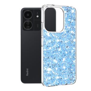 Husa pentru Xiaomi Redmi 13C 4G cu sclipici Liquid Crystal Glitter, albastru