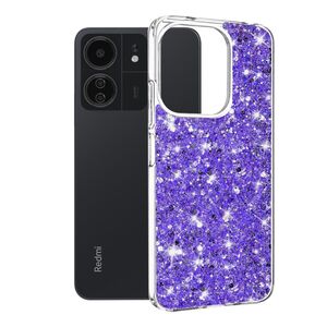 Husa pentru Xiaomi Redmi 13C 4G cu sclipici Liquid Crystal Glitter, mov
