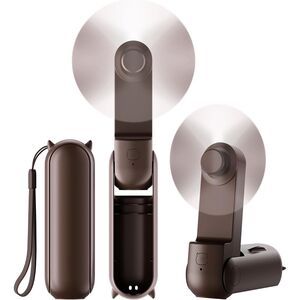 Ventilator 2 in 1 portabil, de mana sau de birou, pliabil, functie de acumulator extern, reincarcabil 2000 mAh, 3 viteze, maro