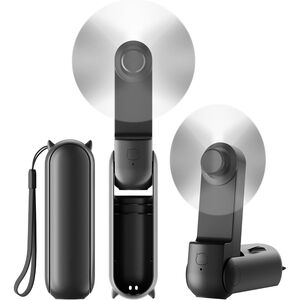 Ventilator 2 in 1 portabil, de mana sau de birou, pliabil, functie de acumulator extern, reincarcabil 2000 mAh, 3 viteze, negru