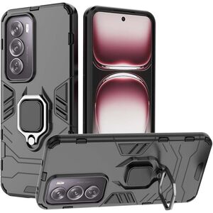 Husa pentru Oppo Reno 12 cu inel Armor Kickstand Tough Rugged Cover, negru