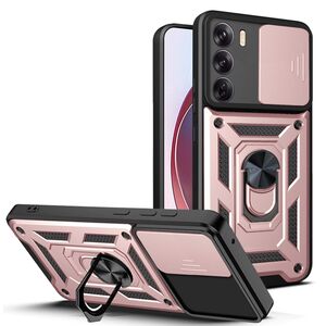 Husa pentru Oppo Reno 12 Pro cu inel Ring Armor Kickstand Tough Rugged cu protectie camera, rose gold