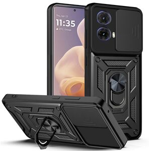 Husa pentru Motorola Moto G85 cu inel Ring Armor Kickstand Tough, protectie camera, negru