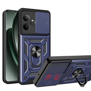 Husa pentru Realme GT 6 / GT 6T cu inel Ring Armor Kickstand Tough, protectie camera, albastru