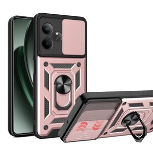 Husa pentru Realme GT 6 / GT 6T cu inel Ring Armor Kickstand Tough, protectie camera, rose gold