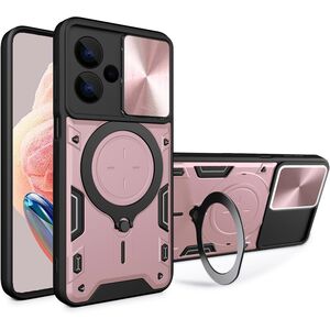 Husa pentru Xiaomi Redmi Note 13 Pro+ 5G cu protecție pentru cameră și suport magnetic integrat Ring Shockproof, rose gold