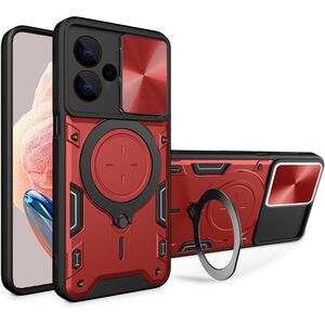 Husa pentru Xiaomi Redmi Note 13 Pro+ 5G cu protecție pentru cameră și suport magnetic integrat Ring Shockproof, rosu