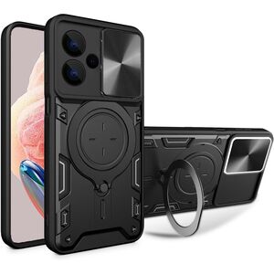 Husa pentru Xiaomi Redmi Note 13 Pro+ 5G cu protecție pentru cameră și suport magnetic integrat Ring Shockproof, negru