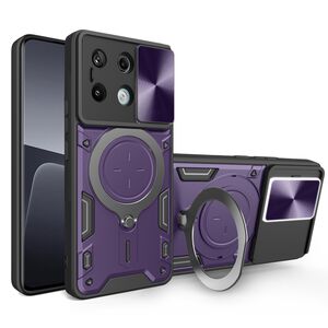 Husa pentru Xiaomi Redmi Note 13 5G cu protecție pentru cameră și suport magnetic integrat Ring Shockproof, mov