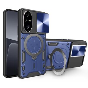 Husa pentru Honor 200 cu protecție pentru cameră și suport magnetic integrat Ring Shockproof, albastru