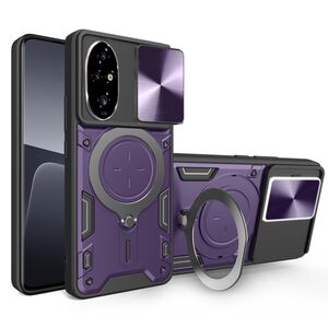 Husa pentru Honor 200 cu protecție pentru cameră și suport magnetic integrat Ring Shockproof, mov