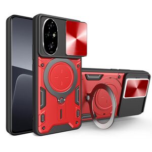 Husa pentru Honor 200 cu protecție pentru cameră și suport magnetic integrat Ring Shockproof, rosu
