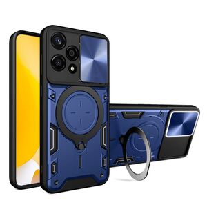 Husa pentru Honor 200 Lite cu protecție pentru cameră și suport magnetic integrat Ring Shockproof, albastru