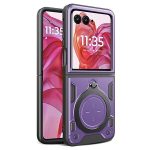 Husa pentru Motorola Razr 50 Ultra cu inel Ring Armor Kickstand Tough, mov