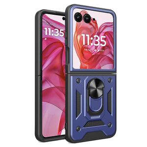Husa pentru Motorola Razr 50 Ultra cu inel Ring Armor Kickstand Tough, albastru