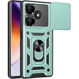 Husa pentru Xiaomi Redmi 13 cu inel Ring Armor Kickstand Tough, protectie camera, verde