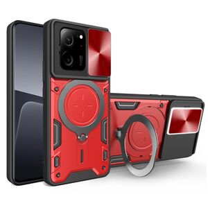 Husa pentru Xiaomi 13T / 13T Pro cu protecție pentru cameră și suport magnetic integrat Ring Shockproof, rosu
