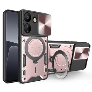 Husa pentru Xiaomi Redmi 13C 4G cu protecție pentru cameră și suport magnetic integrat Ring Shockproof, rose gold