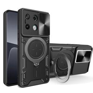 Husa pentru Xiaomi Redmi Note 13 5G cu protecție pentru cameră și suport magnetic integrat Ring Shockproof, negru