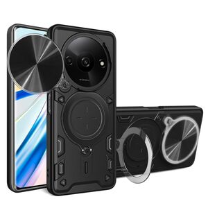 Husa pentru Xiaomi Redmi A3 cu protecție pentru cameră și suport magnetic integrat Ring Shockproof, negru