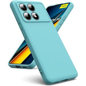 Husa pentru Poco X6 Pro Liquid Silicone, subțire, captusita cu microfibra, anti amprentă, protectie cameră foto, turcoaz