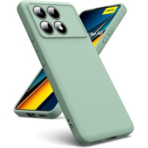 Husa pentru Poco X6 Pro Liquid Silicone, subțire, captusita cu microfibra, anti amprentă, protectie cameră foto, verde