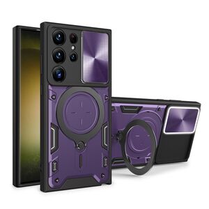Husa pentru  Samsung Galaxy S23 Ultra 5G cu protecție pentru cameră și suport magnetic integrat Ring Shockproof, mov