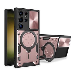 Husa pentru  Samsung Galaxy S23 Ultra 5G cu protecție pentru cameră și suport magnetic integrat Ring Shockproof, rose gold