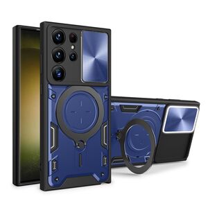Husa pentru  Samsung Galaxy S24 Ultra cu protecție pentru cameră și suport magnetic integrat Ring Shockproof, albastru