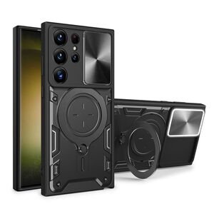 Husa pentru  Samsung Galaxy S24 Ultra cu protecție pentru cameră și suport magnetic integrat Ring Shockproof, negru
