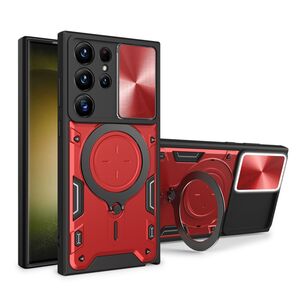 Husa pentru  Samsung Galaxy S24 Ultra cu protecție pentru cameră și suport magnetic integrat Ring Shockproof, rosu