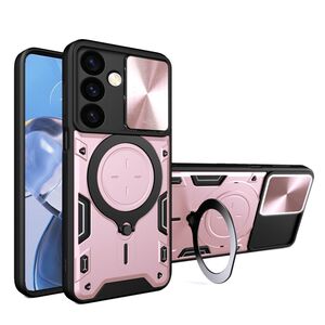 Husa pentru  Samsung Galaxy S24 cu protecție pentru cameră și suport magnetic integrat Ring Shockproof, rose gold