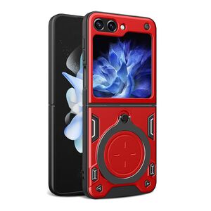 Husa pentru  Samsung Galaxy Z Flip 5 cu protecție pentru cameră și suport magnetic integrat Ring Shockproof, rosu