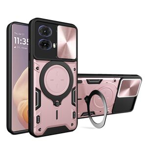 Husa pentru Motorola Moto G85 cu protecție pentru cameră și suport magnetic integrat Ring Shockproof, rose gold