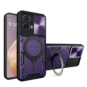 Husa pentru Motorola Moto G85 cu protecție pentru cameră și suport magnetic integrat Ring Shockproof, mov