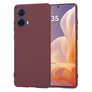 Husa pentru Motorola Moto G85 Liquid Silicone, subțire, captusita cu microfibra, anti amprentă, protectie cameră foto, burgundy