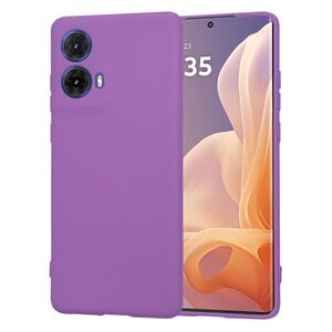 Husa pentru Motorola Moto G85 Liquid Silicone, subțire, captusita cu microfibra, anti amprentă, protectie cameră foto, mov inchis