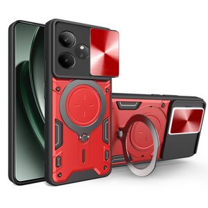 Husa pentru   Realme GT 6 / GT 6T cu protecție pentru cameră și suport magnetic integrat Ring Shockproof, rosu