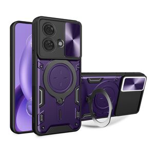 Husa pentru  Motorola Edge 40 NEO cu protecție pentru cameră și suport magnetic integrat Ring Shockproof, mov