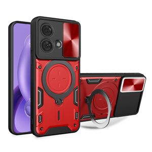 Husa pentru  Motorola Edge 40 NEO cu protecție pentru cameră și suport magnetic integrat Ring Shockproof, rosu