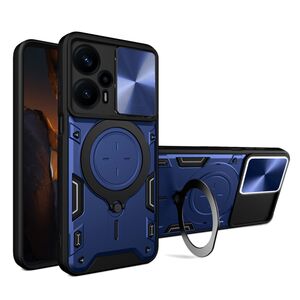 Husa pentru  Motorola Moto G13 cu protecție pentru cameră și suport magnetic integrat Ring Shockproof, albastru