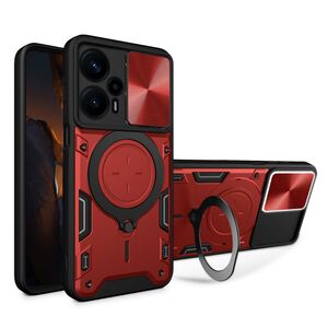 Husa pentru  Motorola Moto G13 cu protecție pentru cameră și suport magnetic integrat Ring Shockproof, rosu