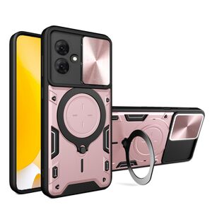 Husa pentru  Motorola Moto G54, G54 Power Edition cu protecție pentru cameră și suport magnetic integrat Ring Shockproof, rose gold