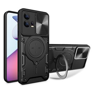 Husa pentru  Motorola Moto G72 cu protecție pentru cameră și suport magnetic integrat Ring Shockproof, negru