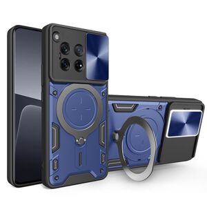 Husa pentru  OnePlus 12 cu protecție pentru cameră și suport magnetic integrat Ring Shockproof, albastru